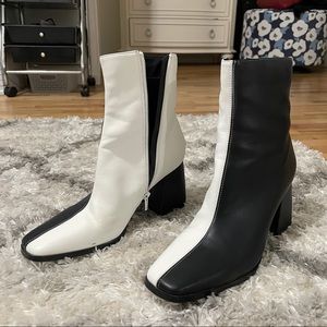 Nasty Gal Black and White Ankle Boots